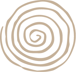 a drawing of a beige circular swirl